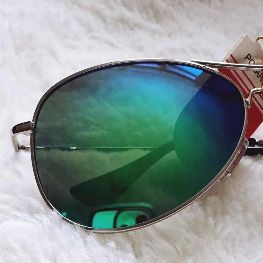Zane Silver w/ Green & Blue Lenses Mirrored Sunglasses